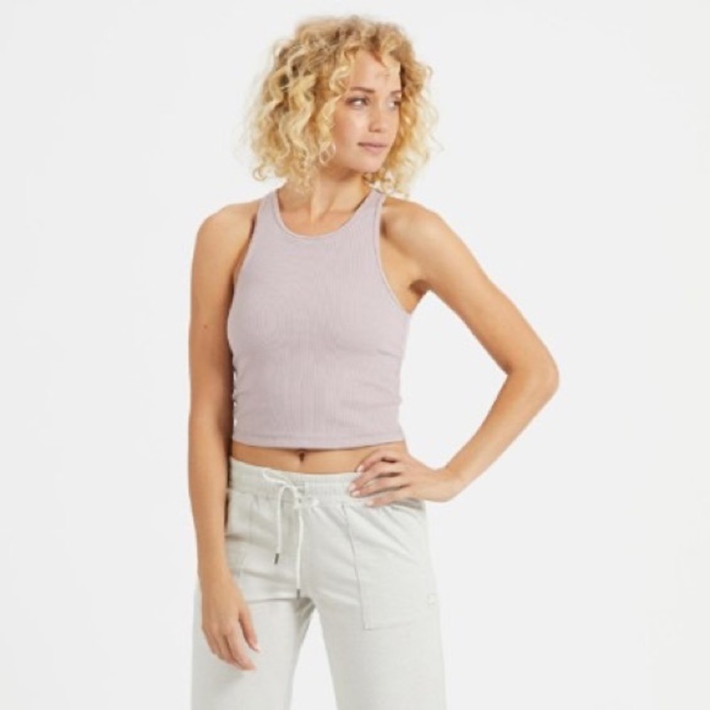 Vuori ribbed pale pink ploy tank size small